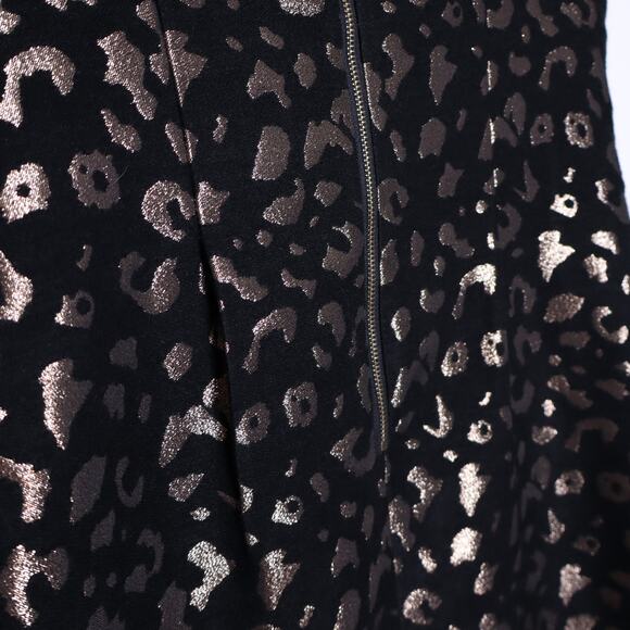 MOLLY BRACKEN Black Leopard Print Mini Dress Metallic Rose Gold Lined Women's S - Picture 8 of 11